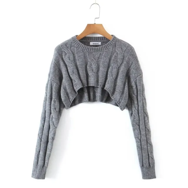 Fall Hottie Crew Neck Knit Sweater Top Grey - Shop at LoveMi