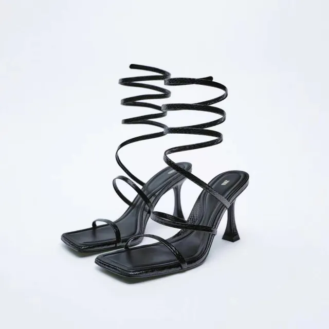 New Women's Spiral Strap Fashion High Heel Sandals Black - Shop at LoveMi