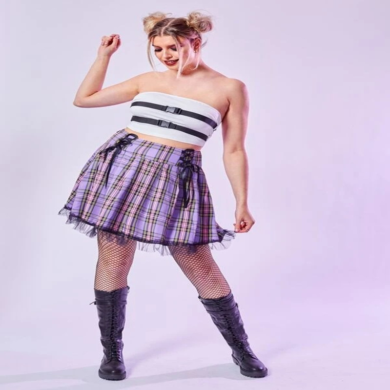 New European Beauty Plaid Sweet Temperament Skirt