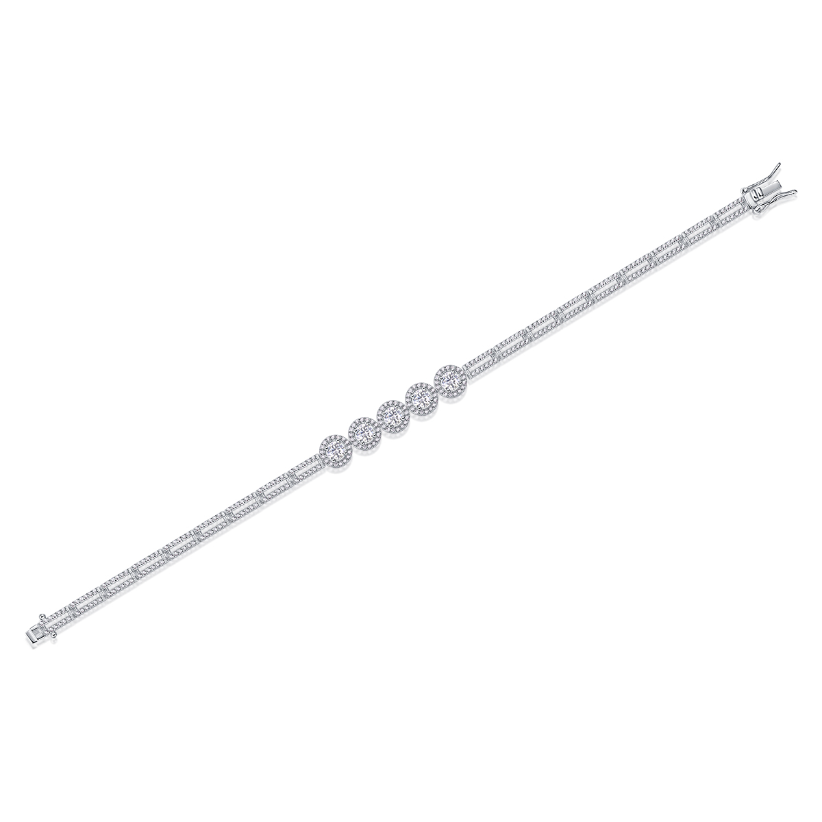 0.3-carat Luxury And Fashionable Light Luxury Trend Jewelry Silver Bracelet Set With Top-quality Moissanite, S925 Silver Electroplated Platinum