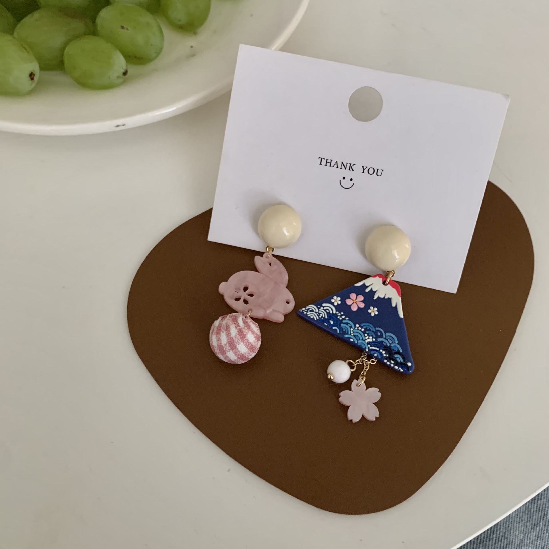 Silver Needle Floral Asymmetric Fringe Earrings