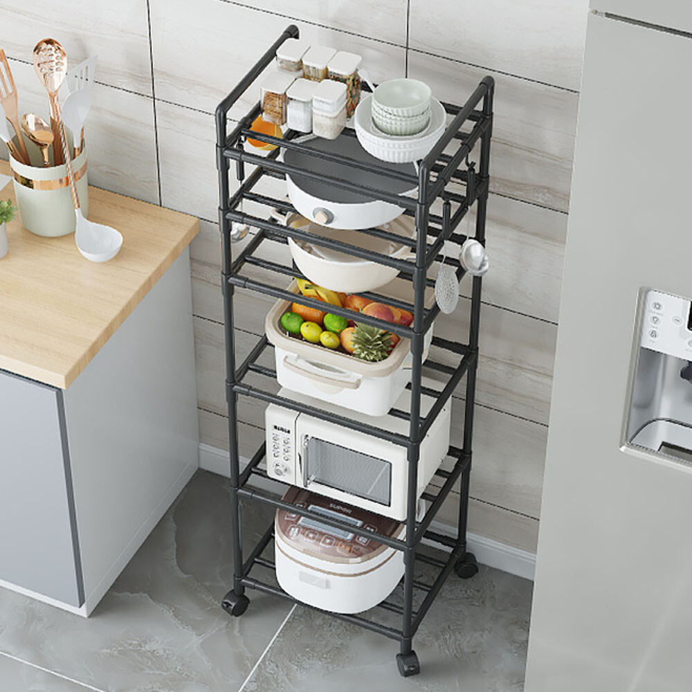 6 Tier Racking Heavy Duty Shelving Storage Shelves With Wheels Bathroom Kitchen 6