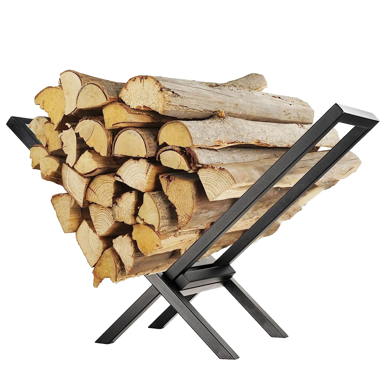 Firewood Log Rack 220LBS Steel Wood Lumber Storage Stacking Rack X Shape Storage Holder For Fireplace Firepit Black - Shop at LoveMi