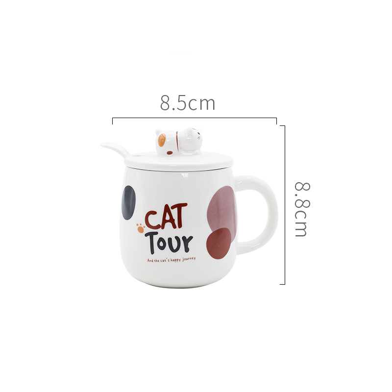 Title 2, Cartoon Ceramic Cat Mug With Lid And Spoon Simp...