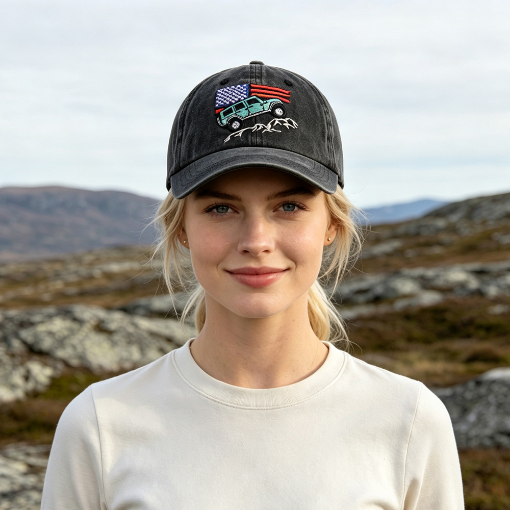 2pcs Vintage Washed Baseball Cap With Off-Road Embroidery, Outdoor Adventure Trucker Hat For Women Men — foto 8