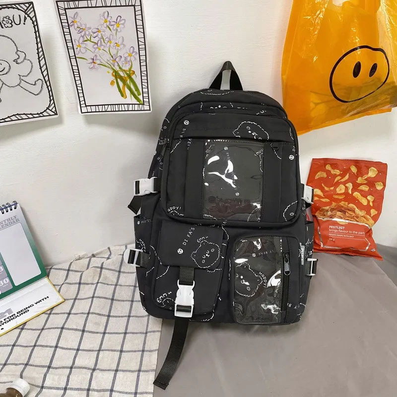 Girls' Large Capacity Schoolbag Women's Backpack - Black