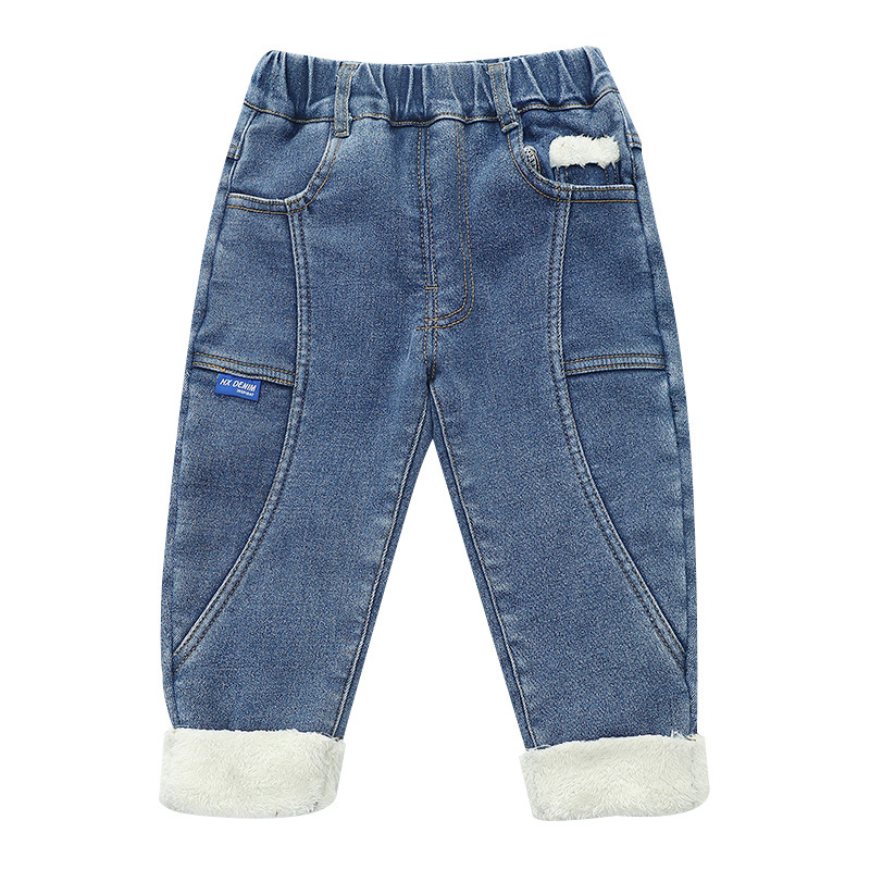 Small And Medium-sized Children's Velvet Thickened Jeans
