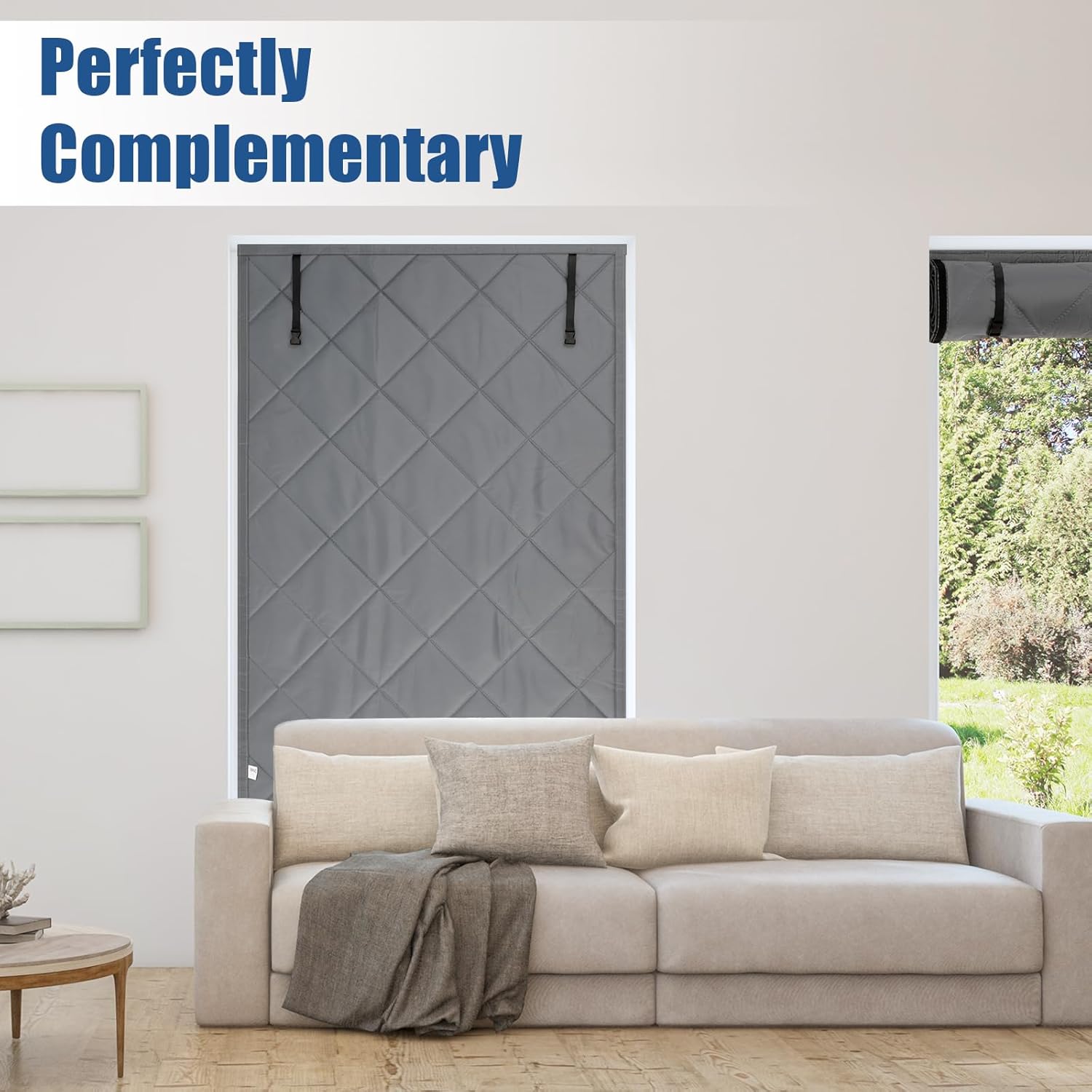Winter Magnetic Thermal Insulated Door Curtain, Thick Warm Cotton Windproof Privacy Light Blocking Door Screen With Upgrade Buckle For Home Garage Shop Cold Protection — foto 7