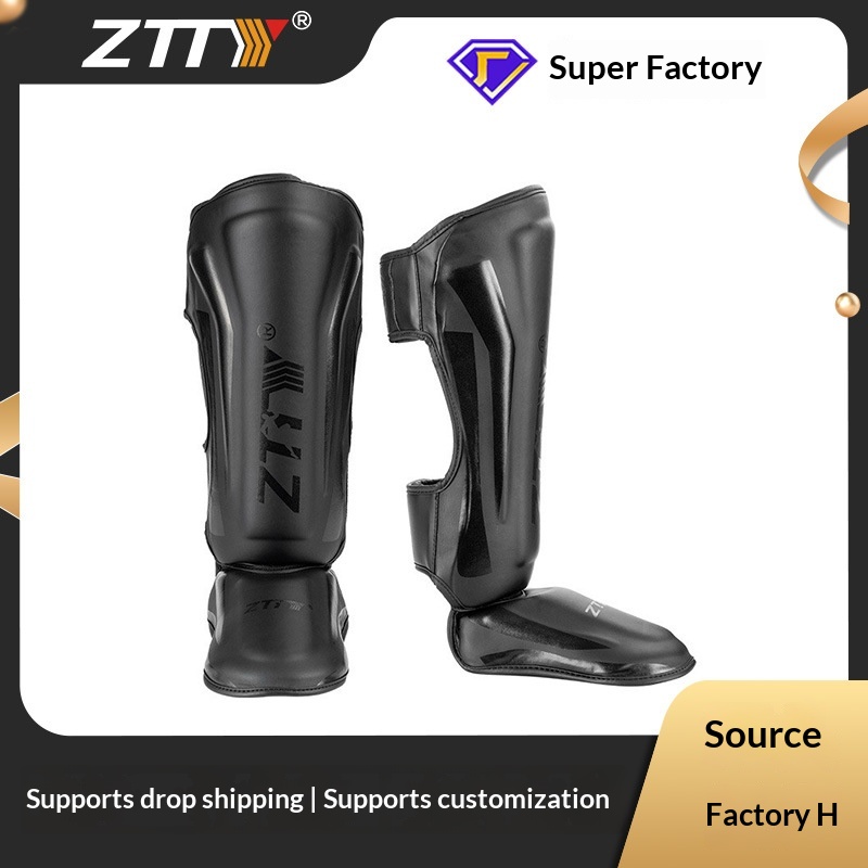 Ztty Fighting Leg Guards, Muay Thai And Sanda Professional Boxing Leg Guards With Shoe Protection, Calf And Instep Protection, Thickened Protective Gear