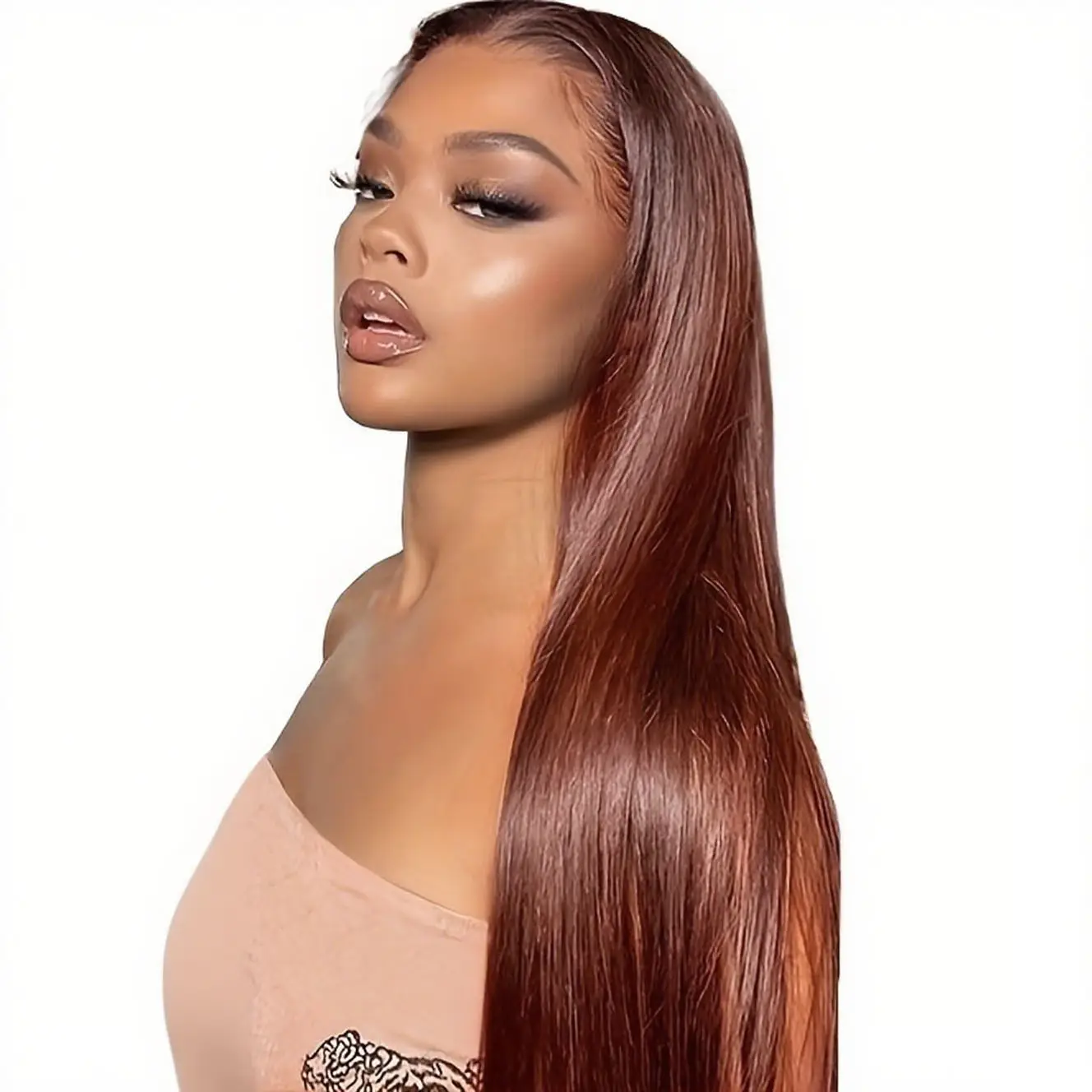 13x4 Straight Reddish-Brown Lace Front Wig HD