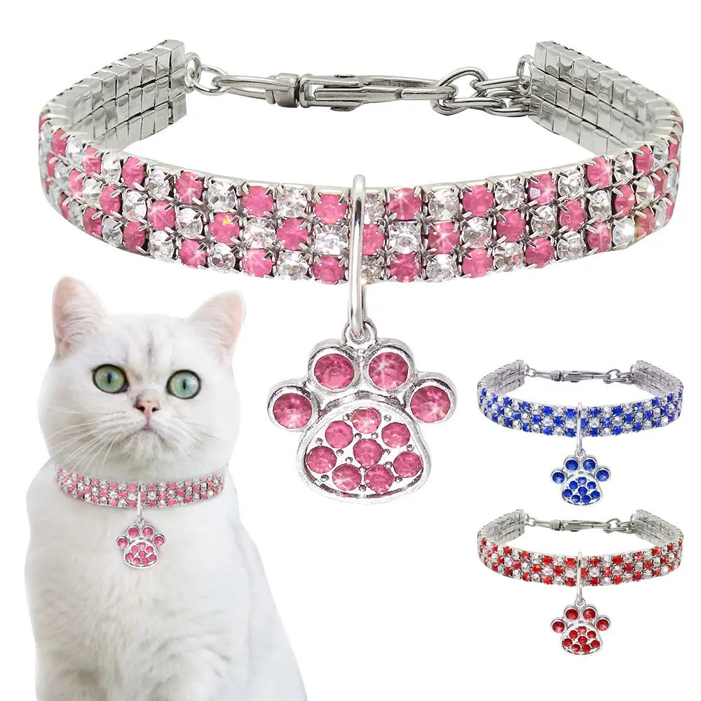 Pet Collar With Diamonds, Mixed-color Cat