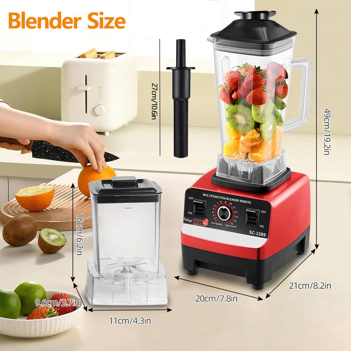 High-Speed Smoothie Blender With 2 Jugs - Professional Electric Mixer And Juicer