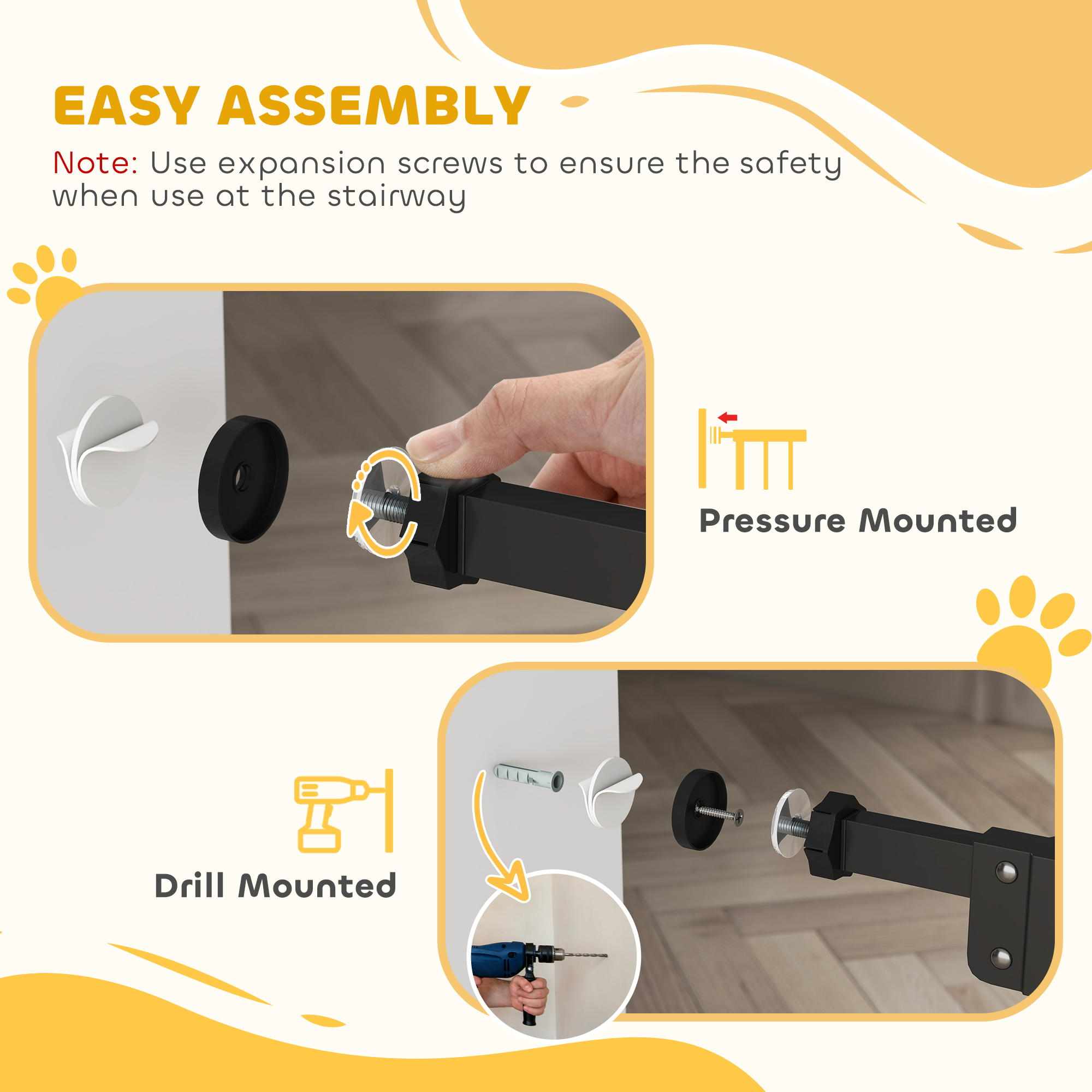Adjustable Safety Door With Two Extensions And Four Screws, Black — image 4