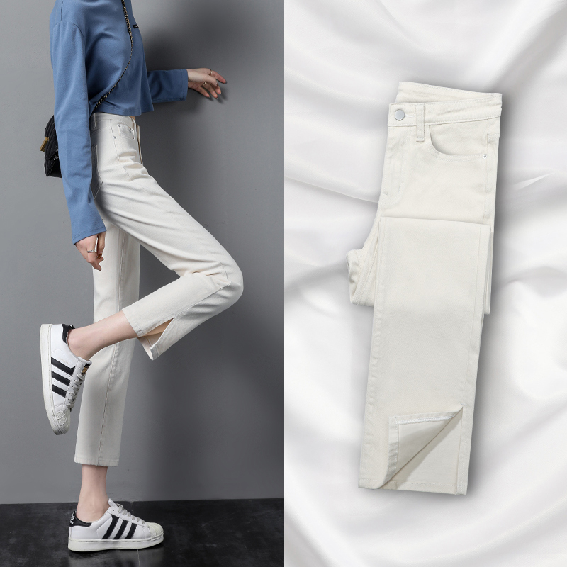 Thin And Versatile Nine-point Straight Pipe Pants