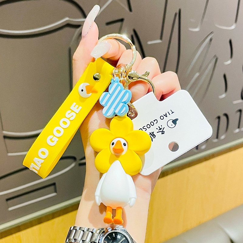 Cute Cartoon A Goose Keychain Fashion Student Pendant Personality Schoolbag
