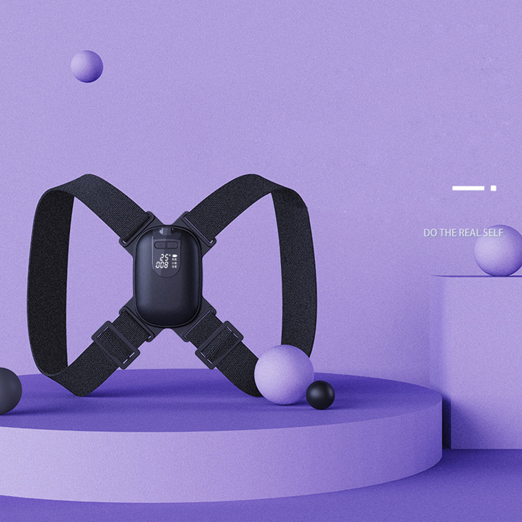 Умный корректор осанки с регулируемым углом для взрослых и детей, корректирующий тренажер для поддержки горбатой ключицы, бандаж для верхней части спины, черный