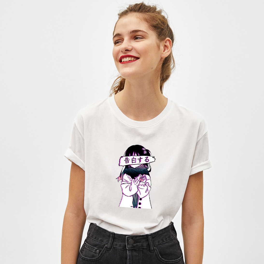 Title 5, Sad Sticker Print Short Sleeve T-shirt