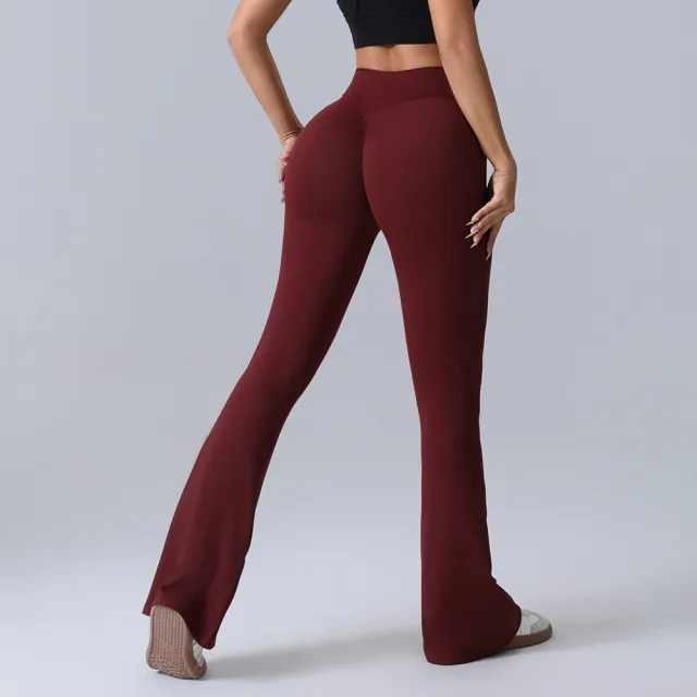 Hip lift Yoga Flared Pants Fitness Sports Wide Leg High Waist Quick Dry Trousers Womens Clothing Coffee - Shop at LoveMi