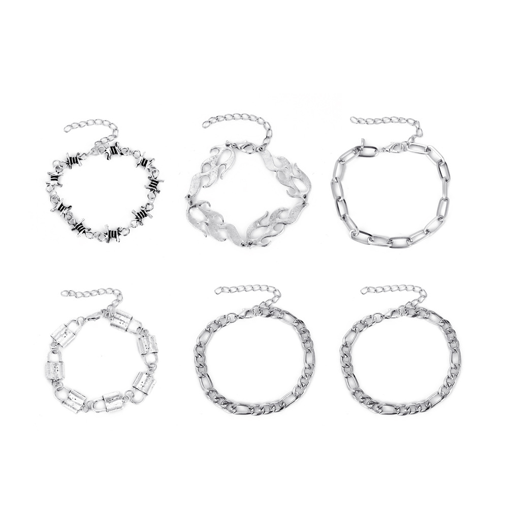 Punk Exaggerated Thick Chain Bracelet Set