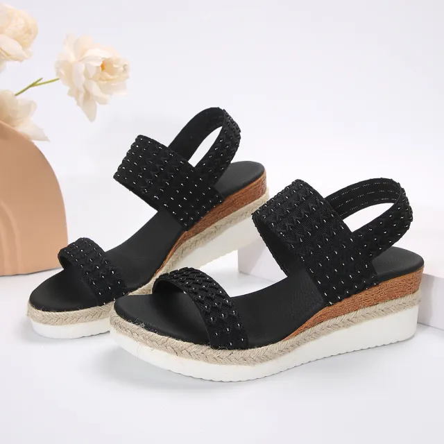 Summer Fashion Wedge Sandals For Women Peep toe Shoes For Women Black - Shop at LoveMi