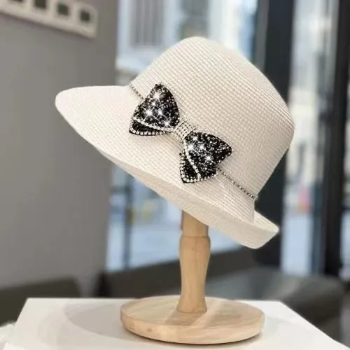 Diamond Bow Literary Elegance Sun Protection Cold Water Jug Cap - White