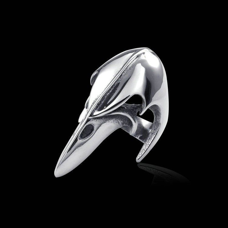 Title 7, Mens Titanium Steel Personality Crow Ring, a d...