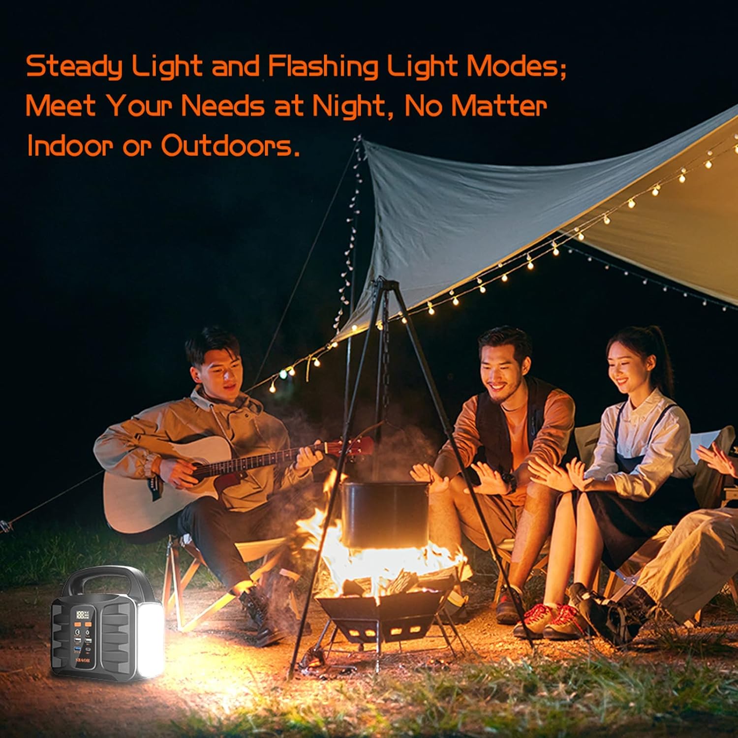 150W Portable Power Station, 155Wh 42000mAh Outdoor Solar Generator 110V AC DC Port, Used For Home Backup, Outdoor RV Camping, Emergency Lithium Battery Power Outage, Black, No Solar Panel — foto 4