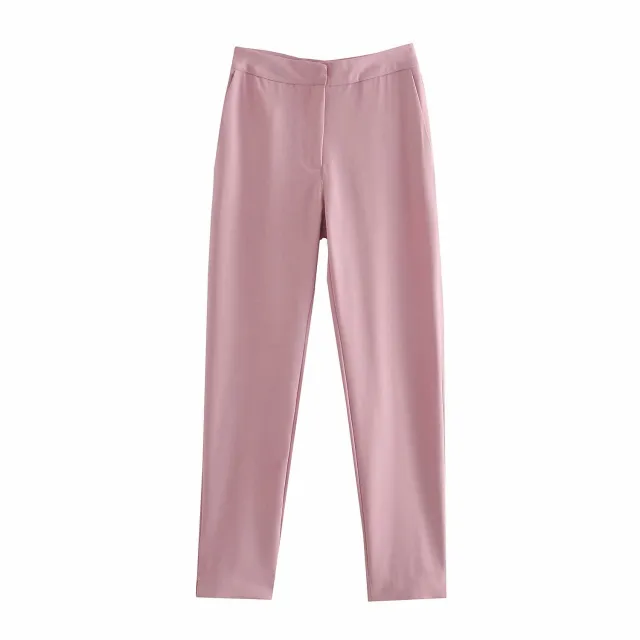 Spring And Summer New Style European Standing Ankle Pants Ladies Trousers Pink - Shop at LoveMi