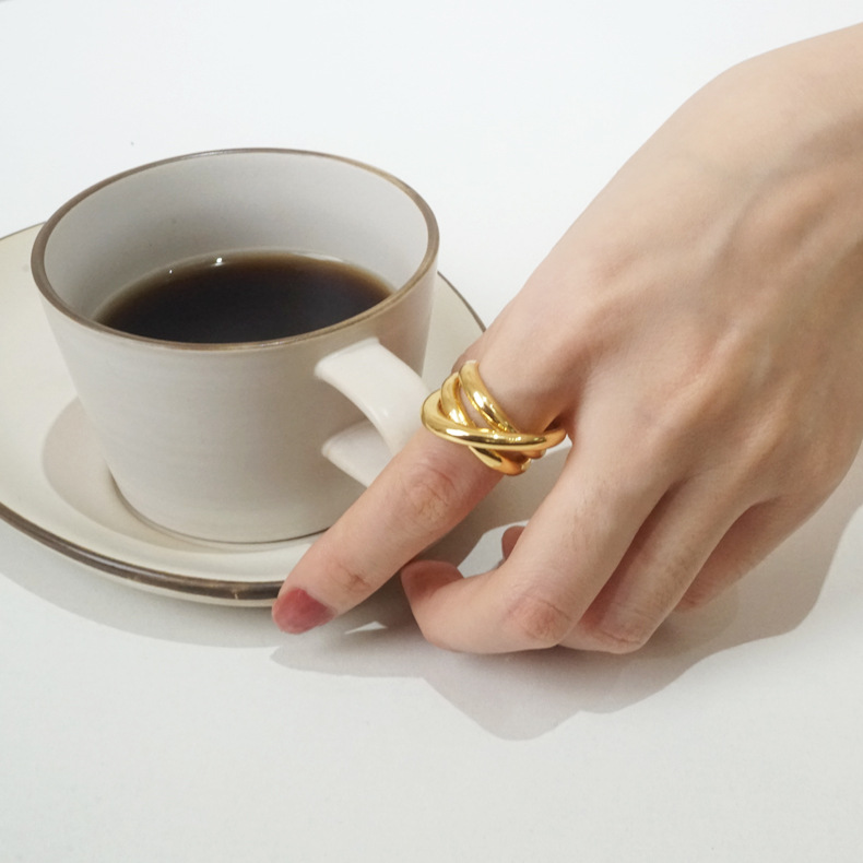 European And American Fashion Cross Adjustable Ring Exaggerated