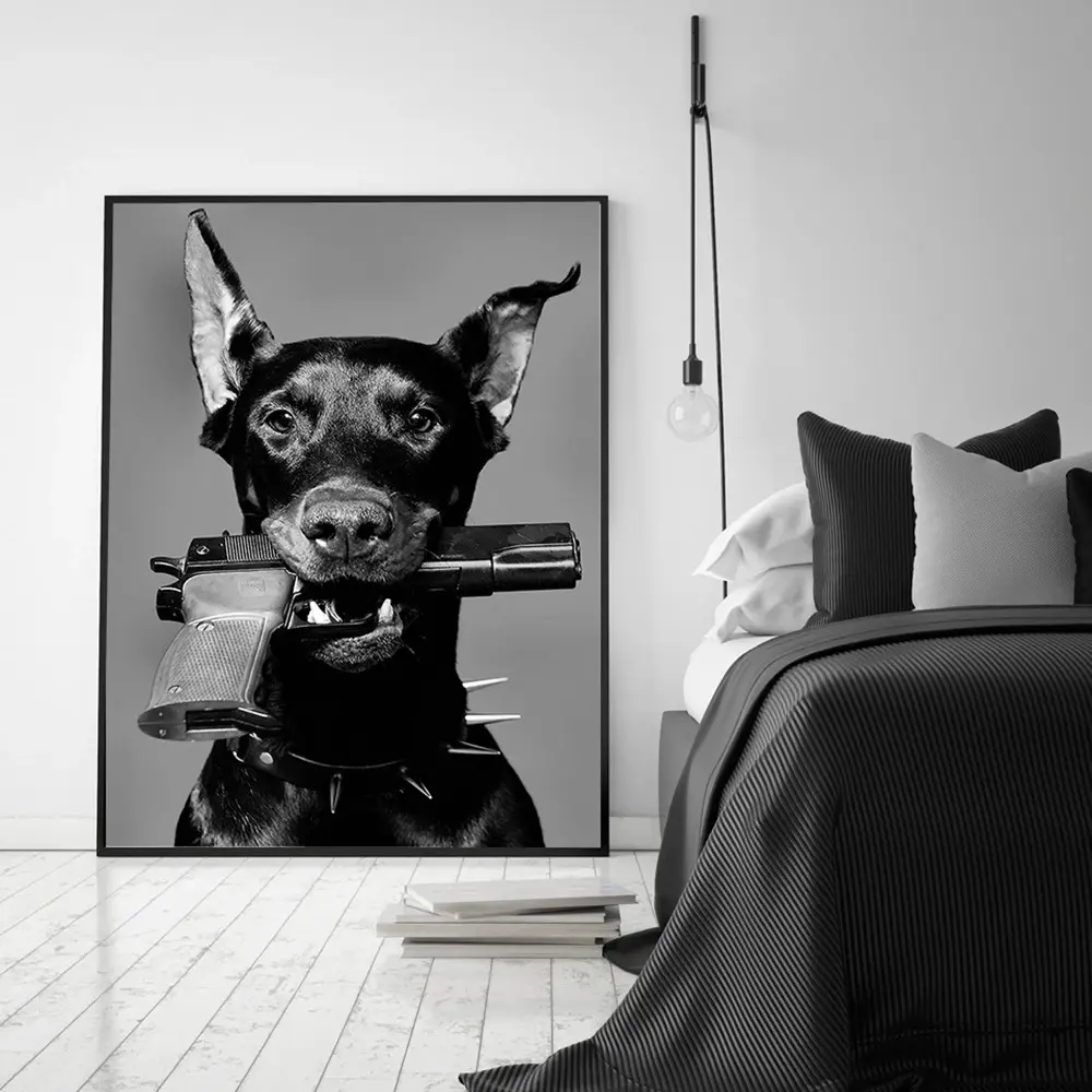 Black Dog Canvas Painting Living Room Bedroom