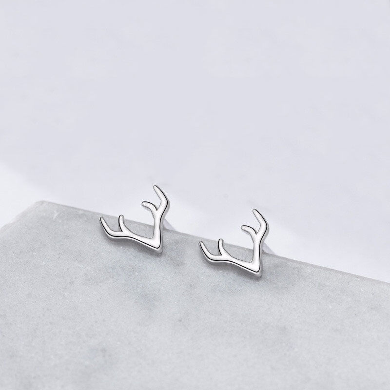 Silver Simple Temperament Hypoallergenic Double Star Stud Earrings