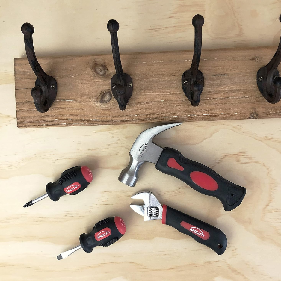 Apollo Tools 4 Piece Stubby Tool Set Mini Hammer Screwdriver And Wrench Red — foto 5