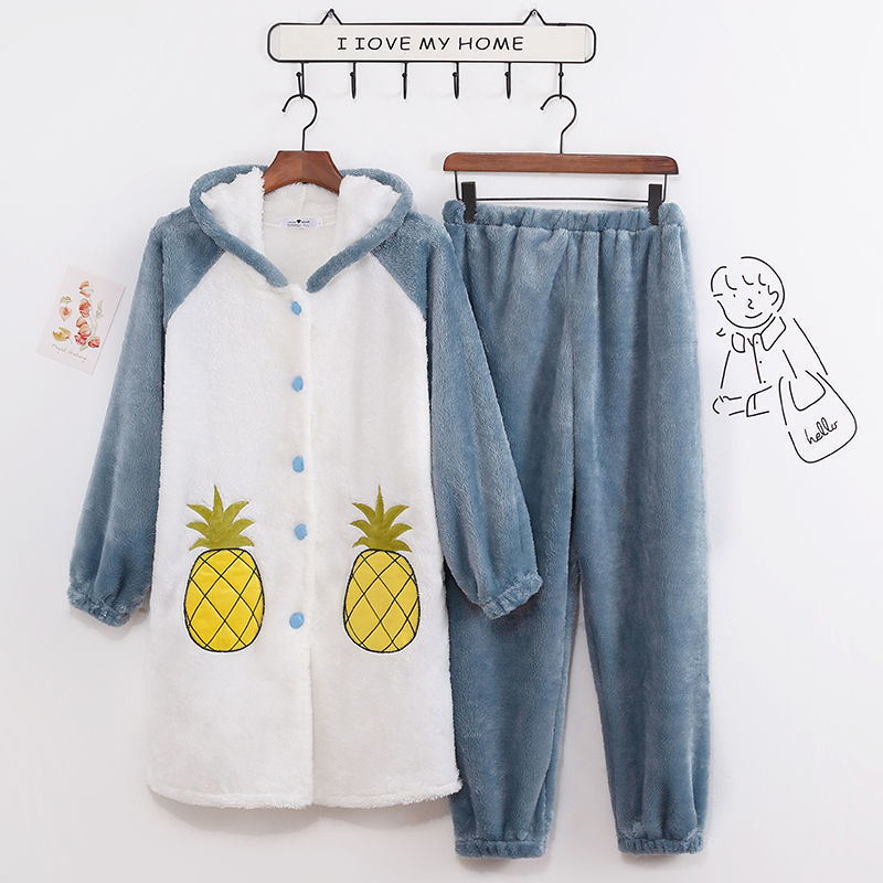 Title 6, Couples Thick Flannel Hooded Pajama Set