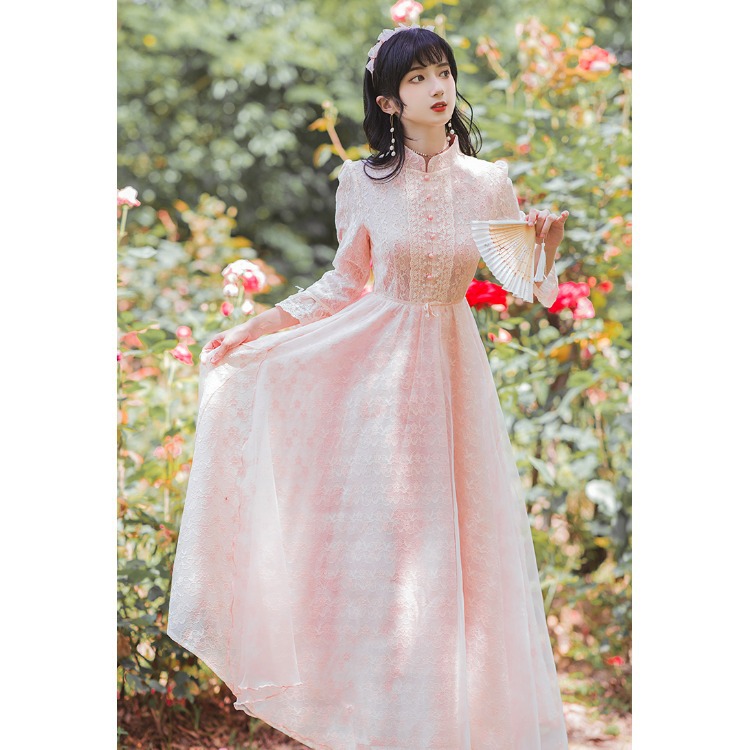Temperament High Waist Slim Dating Party Dress Fairy Skirt Pink - Shop at LoveMi
