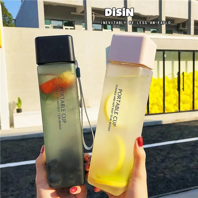 Creative Square Water Bottle Portable Anti-fall Hand Cup Plastic