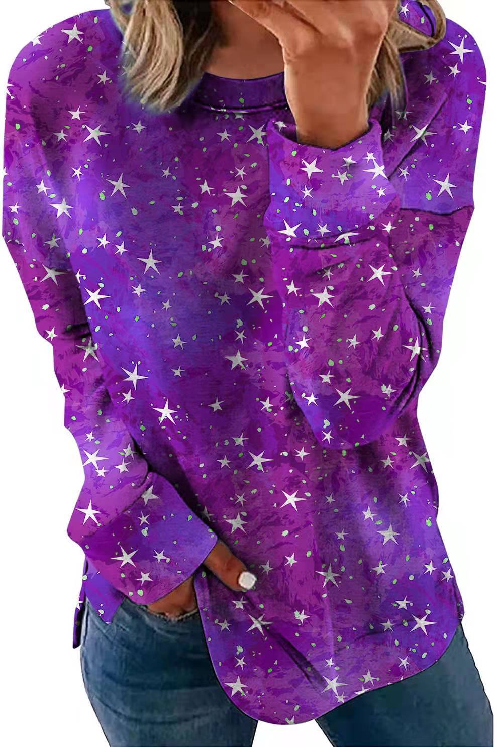 Women's Plus Casual Fashion Printed T-shirt Top