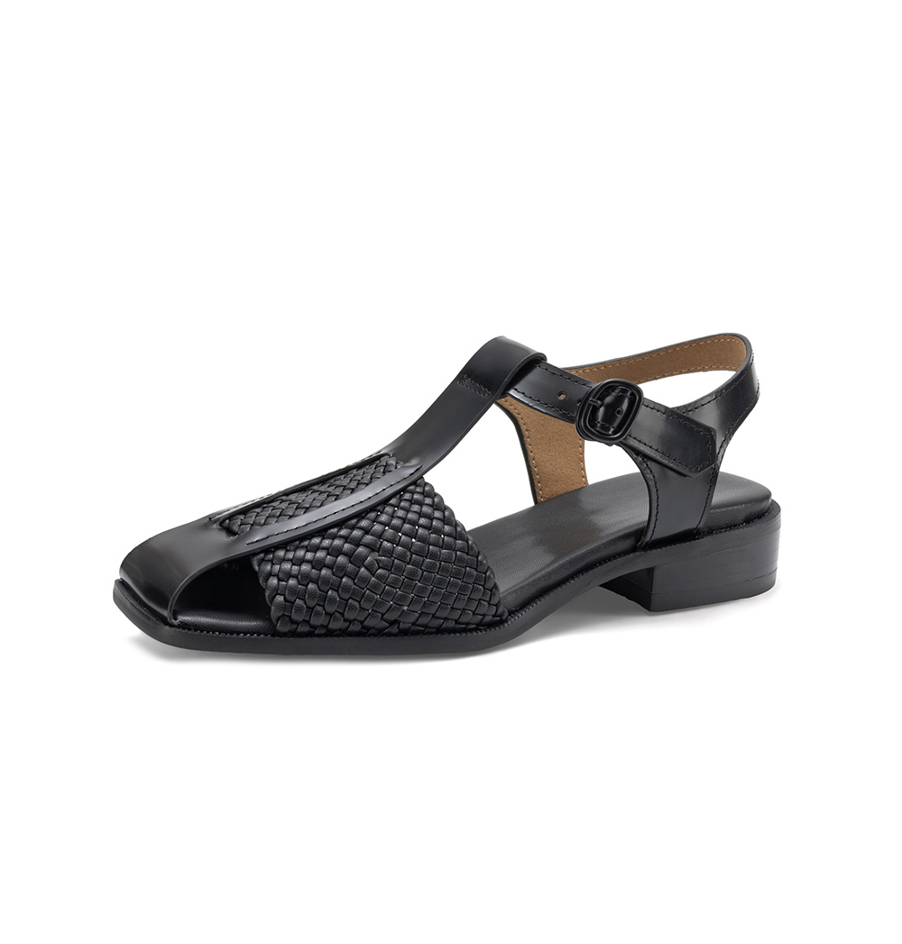 Woven Leather T-Strap Sandal Lifestyle - Sarah Express