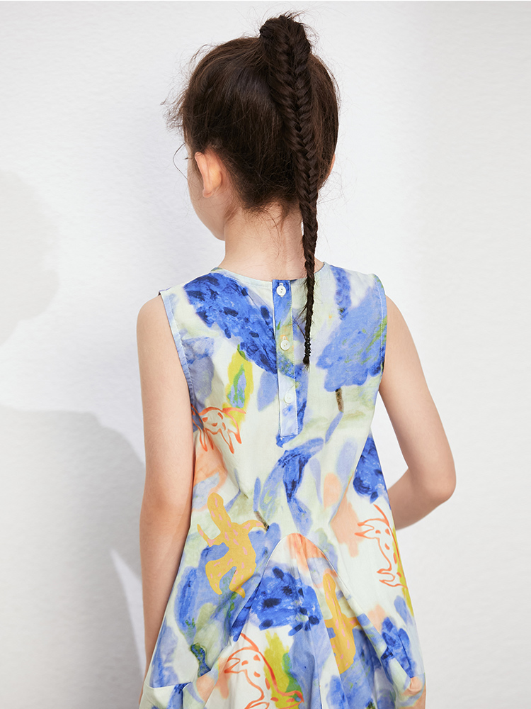 Girls' One-piece Graffiti Suspender Dress