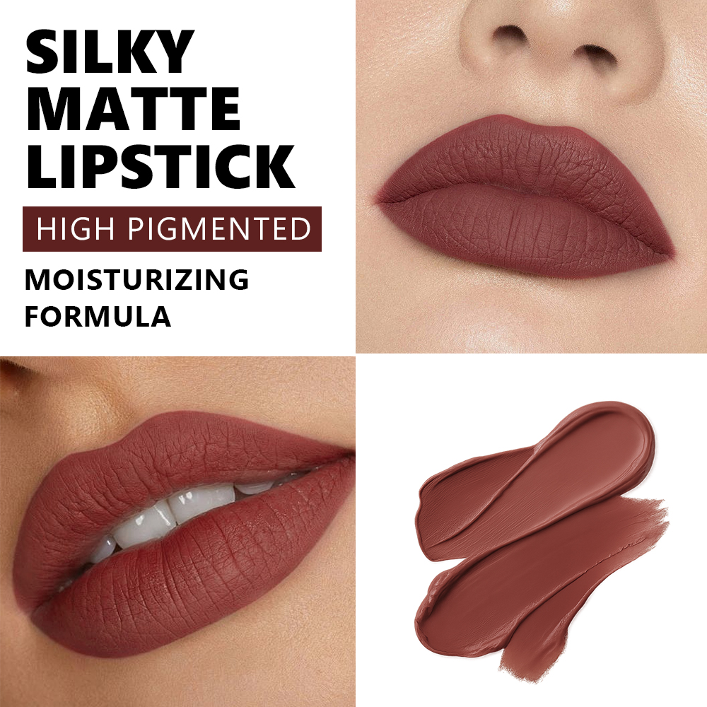 Matte Misty Modern Brown Red Lipstick, Waterproof Non-transfer Long Lasting Smudge Proof Lip Makeup, 3.5g 8