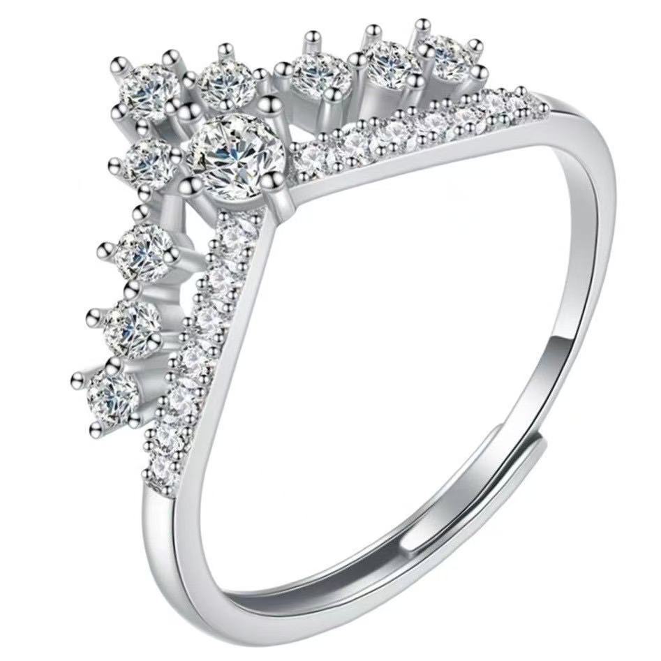 Elegant 1 Carat Six Prong Wedding Ring Light Luxury Adjustable Couple Ring For Women thumbnail 5