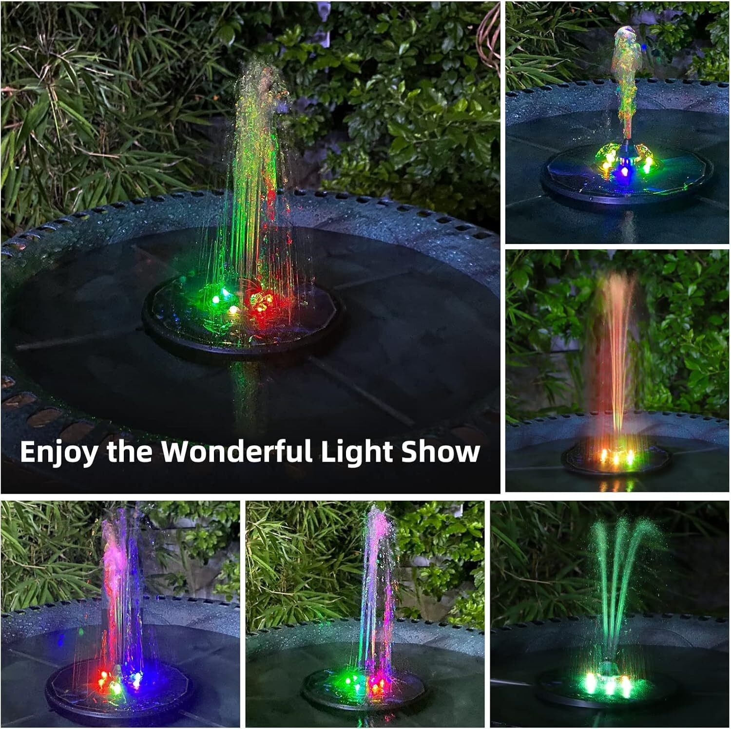 8LED Solar Panel Powered Fountain Water Feature Pump Garden Pool Pond Aquarium — image 8