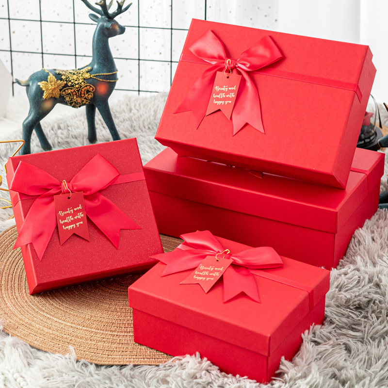 Title 1, Spot Red Bow Gift Box Tiandigai Long Square Pac...