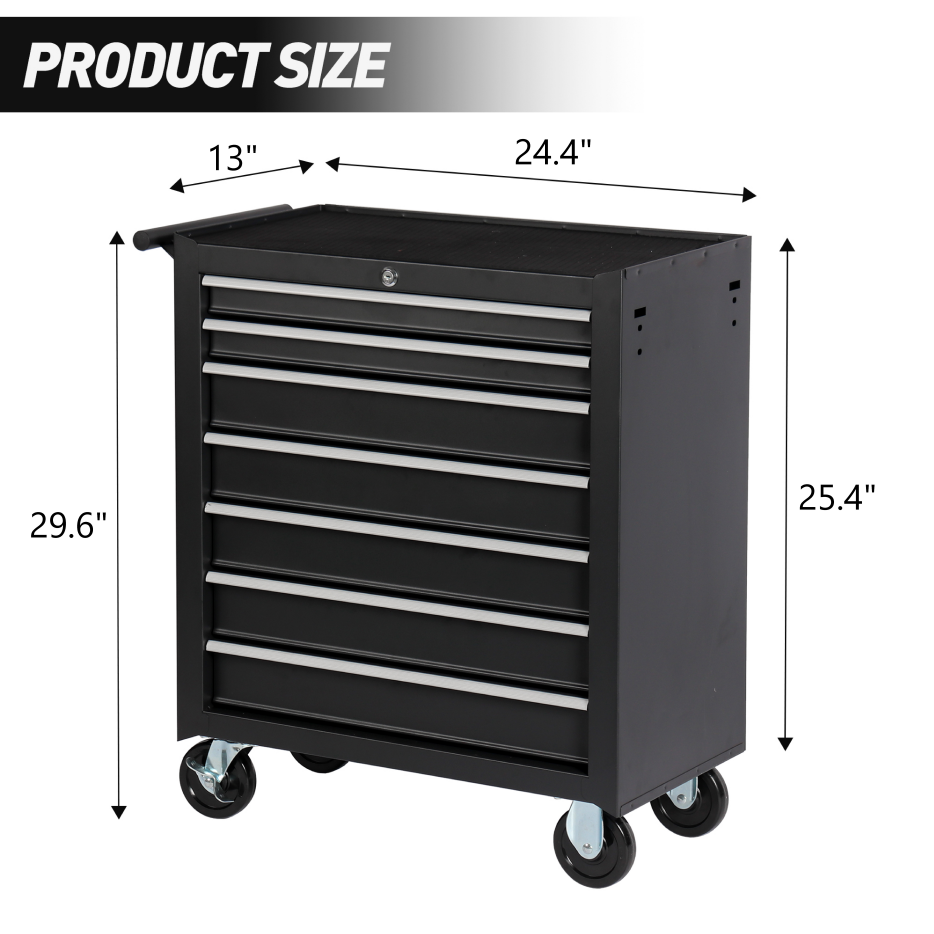 Rolling Tool Chest With 7-Drawer Tool Box With Wheels Multifunctional Tool Cart Mechanic Tool Storage Cabinet For Garage, Warehouse, Workshop, Repair Shop thumbnail 5