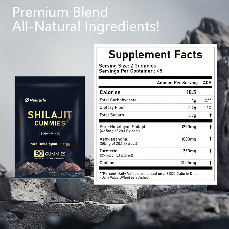 Shilajit Gummies Pure Himalayan Energy Superfood Supplement 90 Count Body & Mind Support — view 5