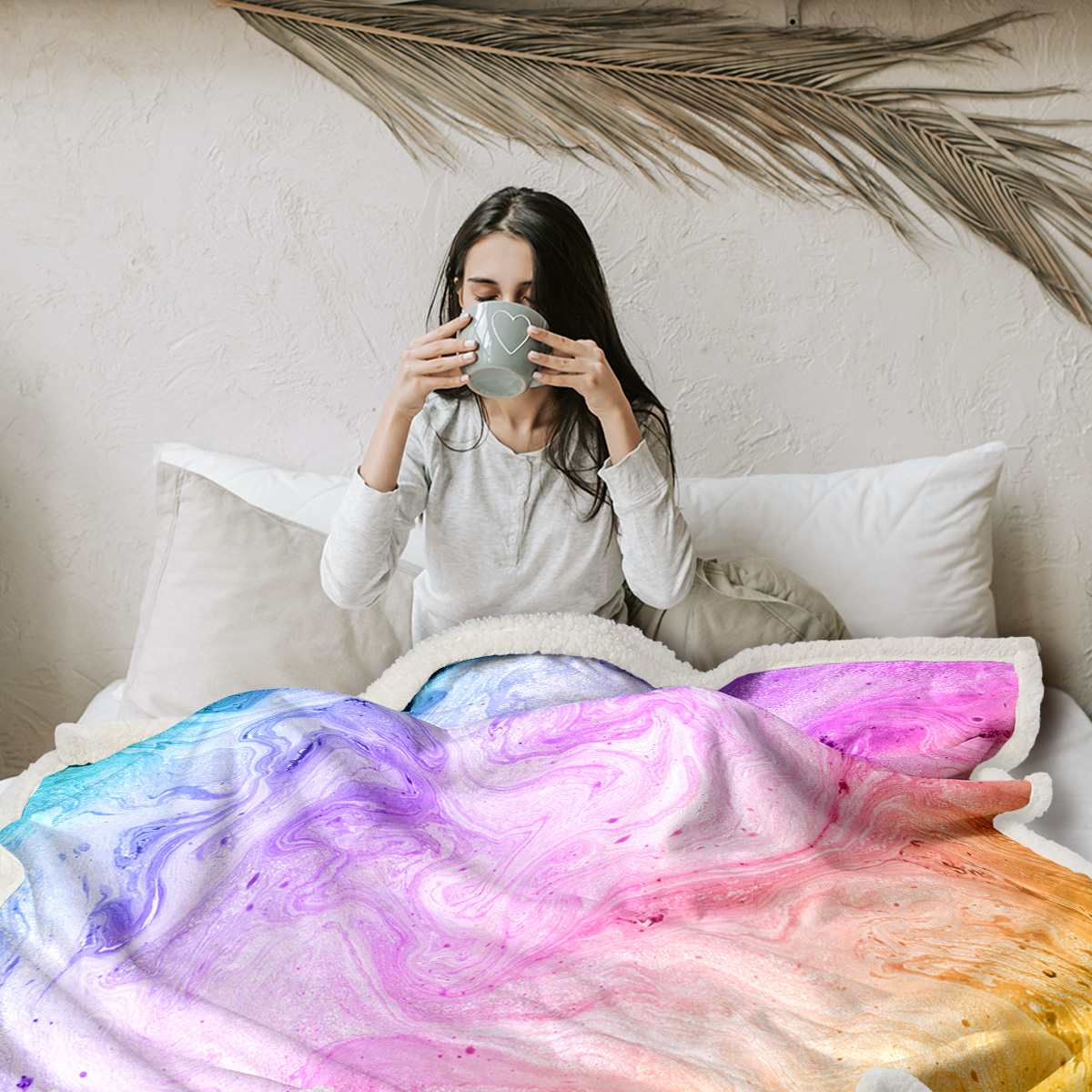 1pc Of High Weight Soft And Warm, Simple Color Gradient Patterned Lamb Wool Blanket, Versatile Sofa, Good Companion, Office Nap Blanket, Also Suitable For Camping — foto 2