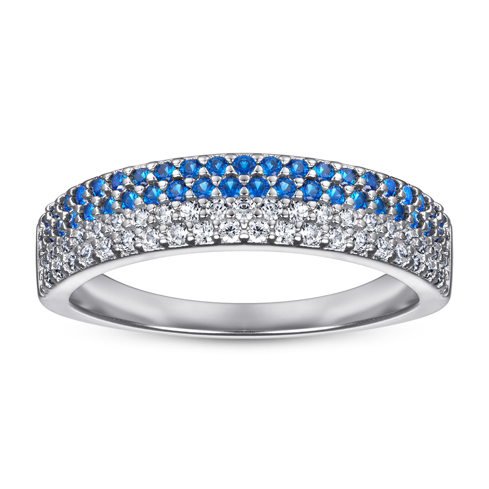 Women's Blue Crystal White Zircon Sterling Silver Ring