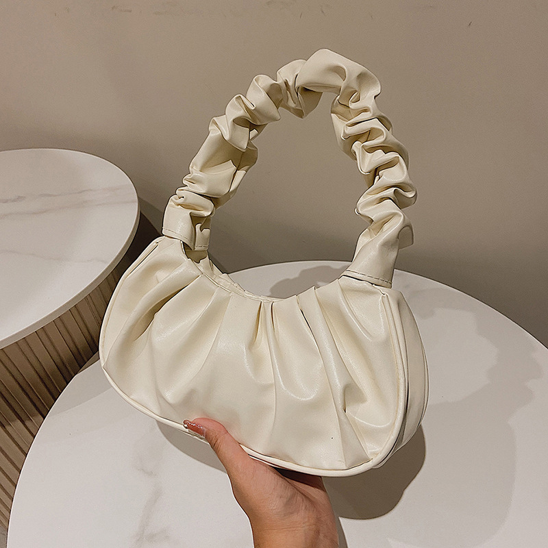 Title 14, Pure Color Cloud Pleated Simple Sweet Shoulder Bag