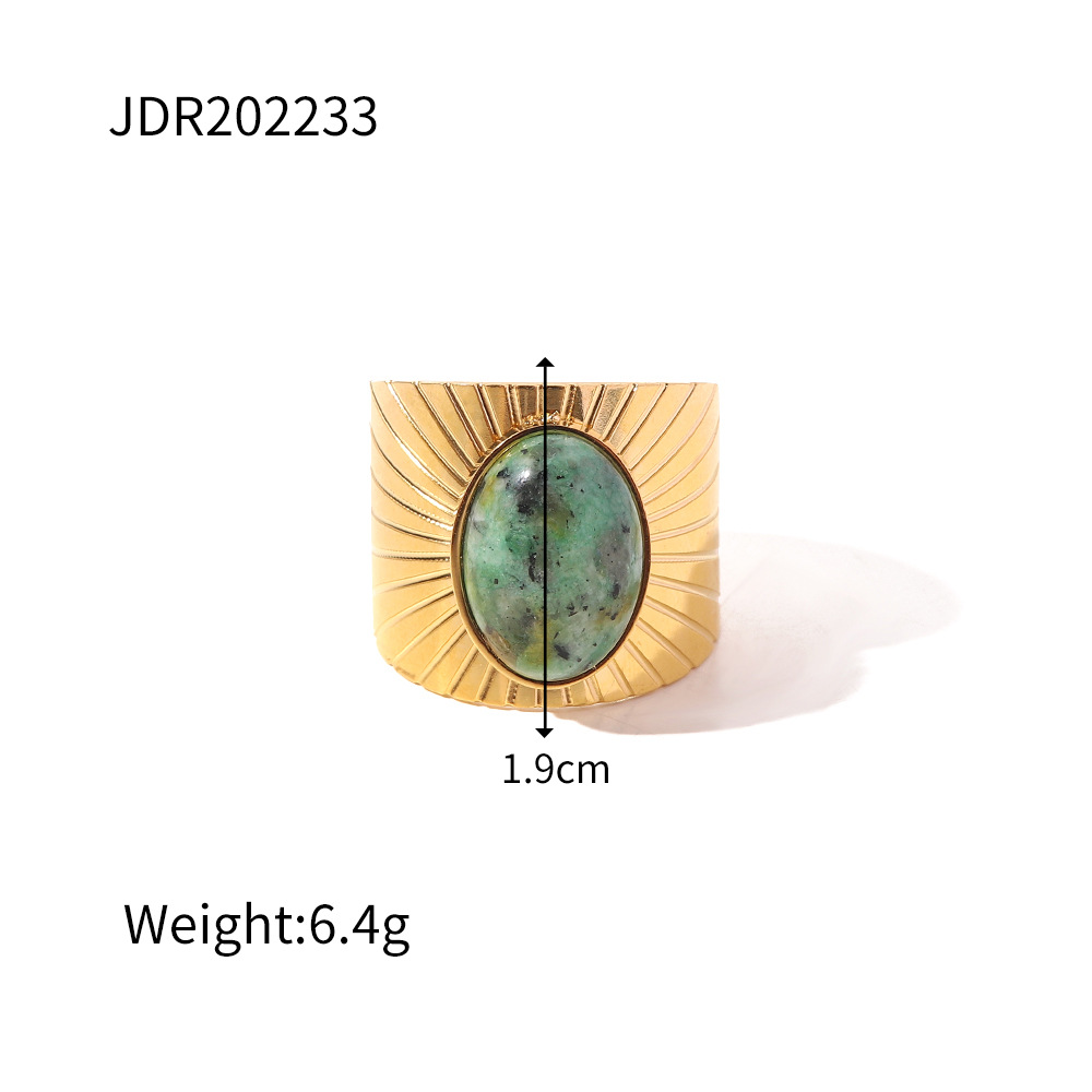 Retro Oval African Turquoise Wide Face Ring For Women