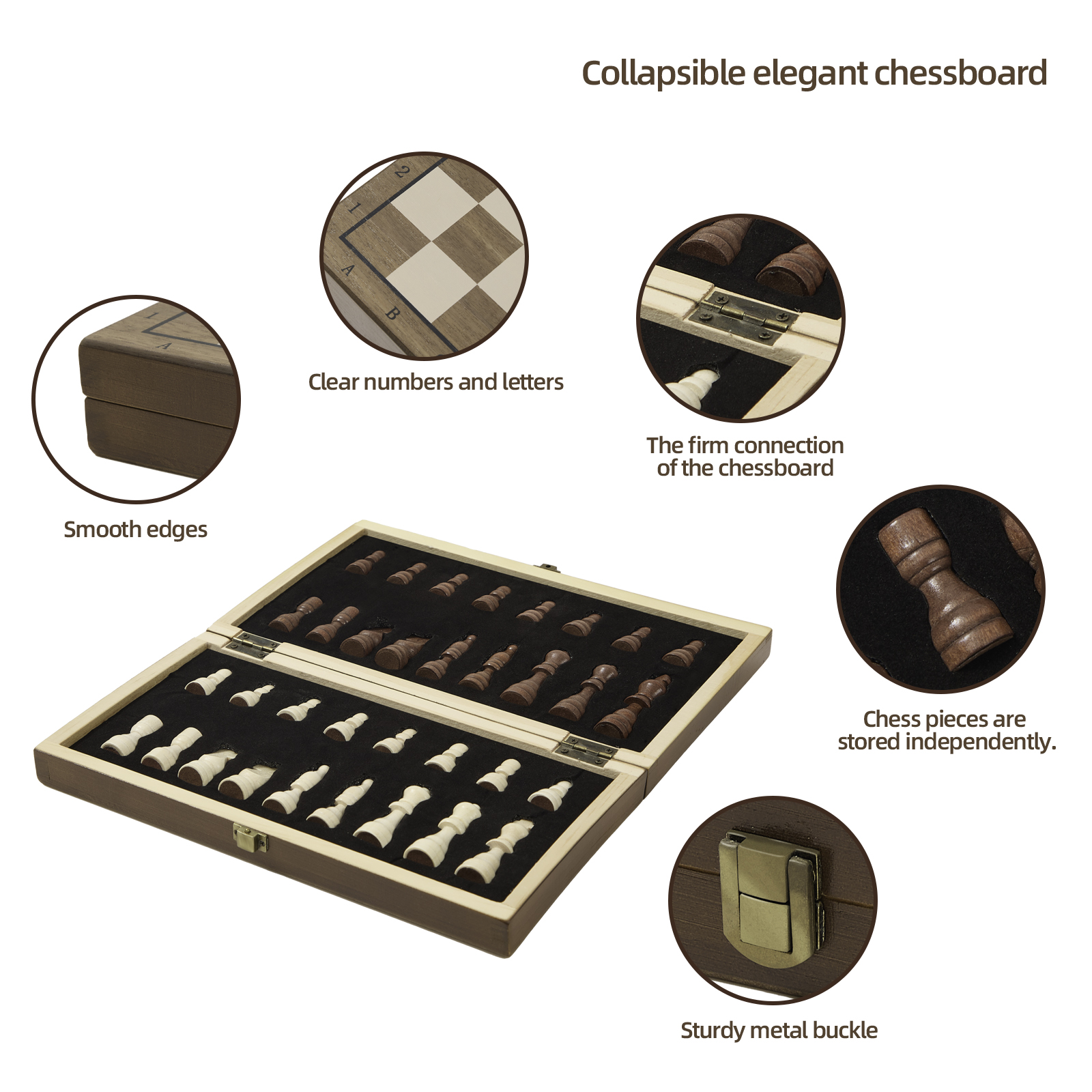 Chess Set,29x29cm Wooden Chess Board Set,Portable Travel Chess Set,Folding Chess Board With Magnetic Chess Pieces And Storage Slots,Traditional Chess Board Games For Kids Adults