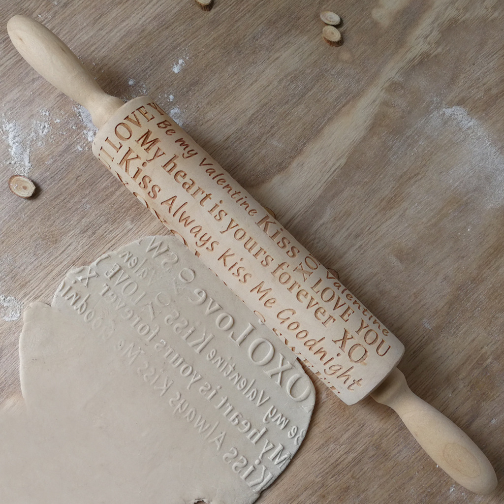 Title 7, Wooden Valentines Day Letters Rolling Pin Engr...